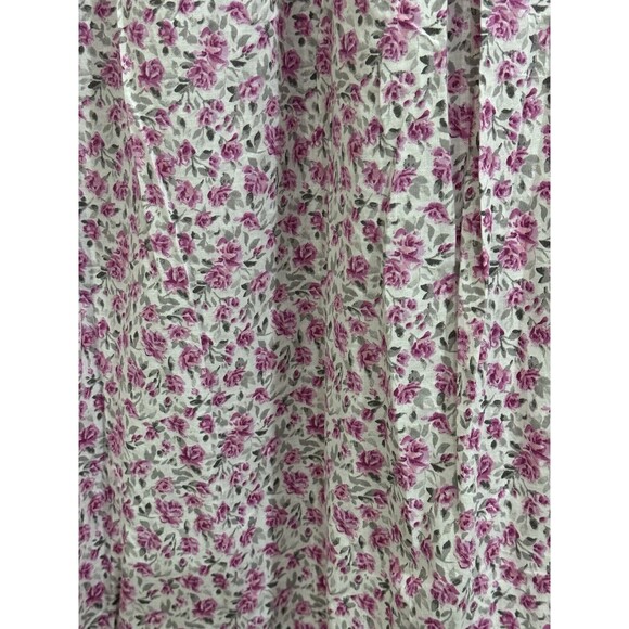 EILEEN WEST NIGHTGOWN 100% COTTON Long Gray & Pink Roses Floral Sz Small NEW - Picture 5 of 5